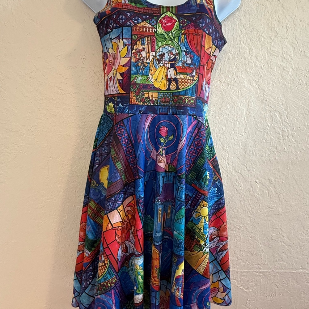 Black milk x Disney Beauty and the Beast skater Dress - stained glass